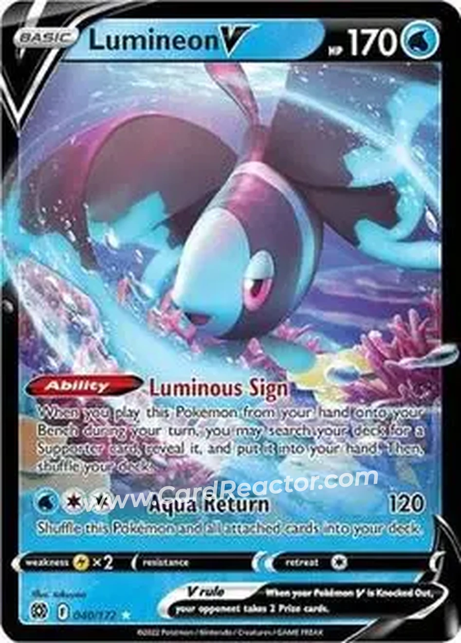2022 Pokemon Sword & Shield Brilliant Stars #040/172 - Lumineon - Front