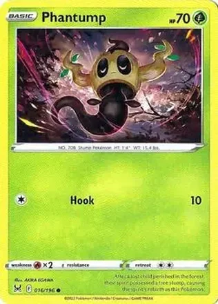 2022 Pokemon Sword & Shield Lost Origin #016/196 - Phantump