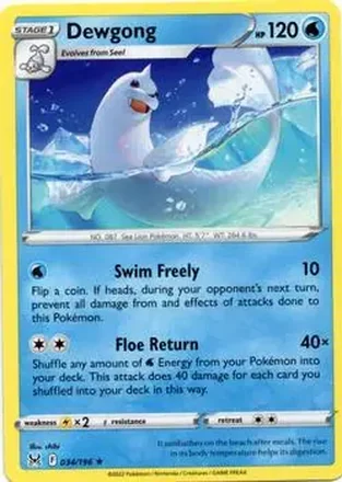 2022 Pokemon Sword & Shield Lost Origin #034/196 - Dewgong