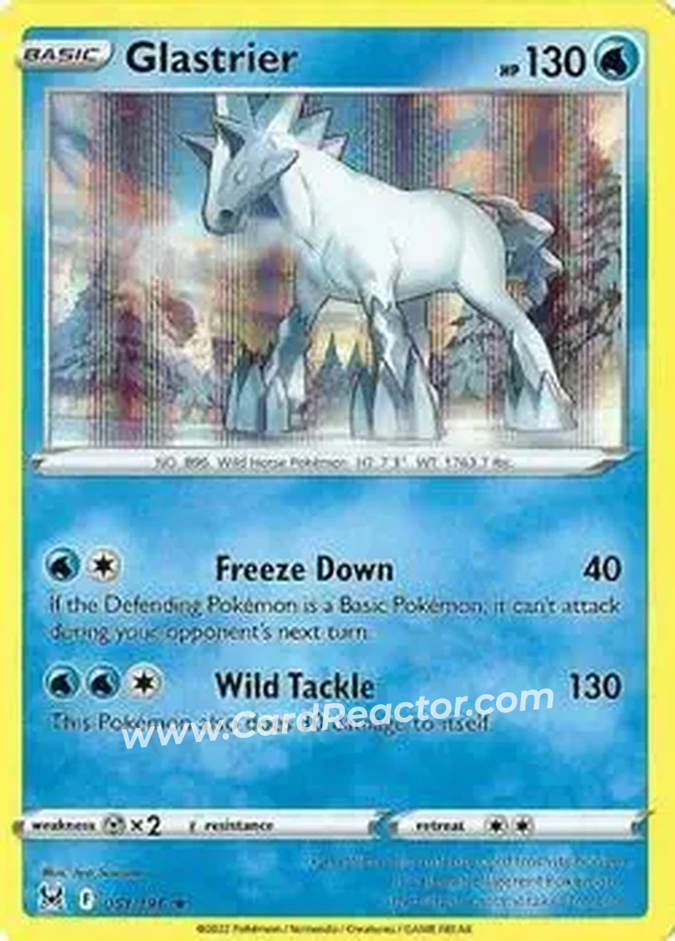 2022 Pokemon Sword & Shield Lost Origin #051/196 - Glastrier - Front