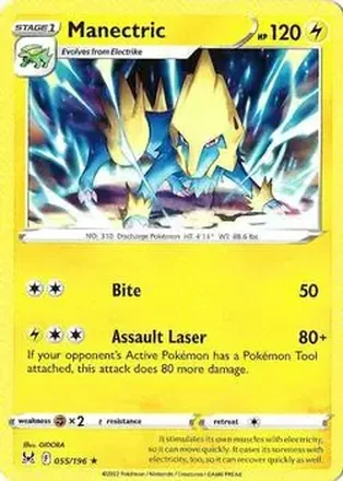 2022 Pokemon Sword & Shield Lost Origin #055/196 - Manectric