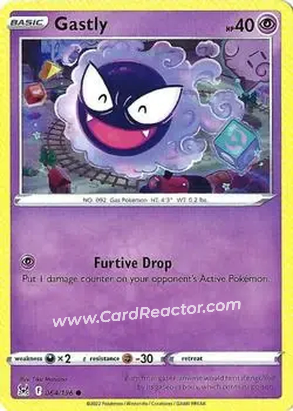 2022 Pokemon Sword & Shield Lost Origin #064/196 - Gastly - Front