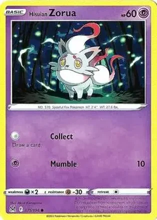 2022 Pokemon Sword & Shield Lost Origin #075/196 - Zorua