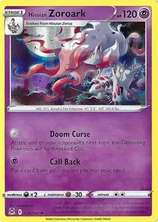 2022 Pokemon Sword & Shield Lost Origin #076/196 - Zoroark
