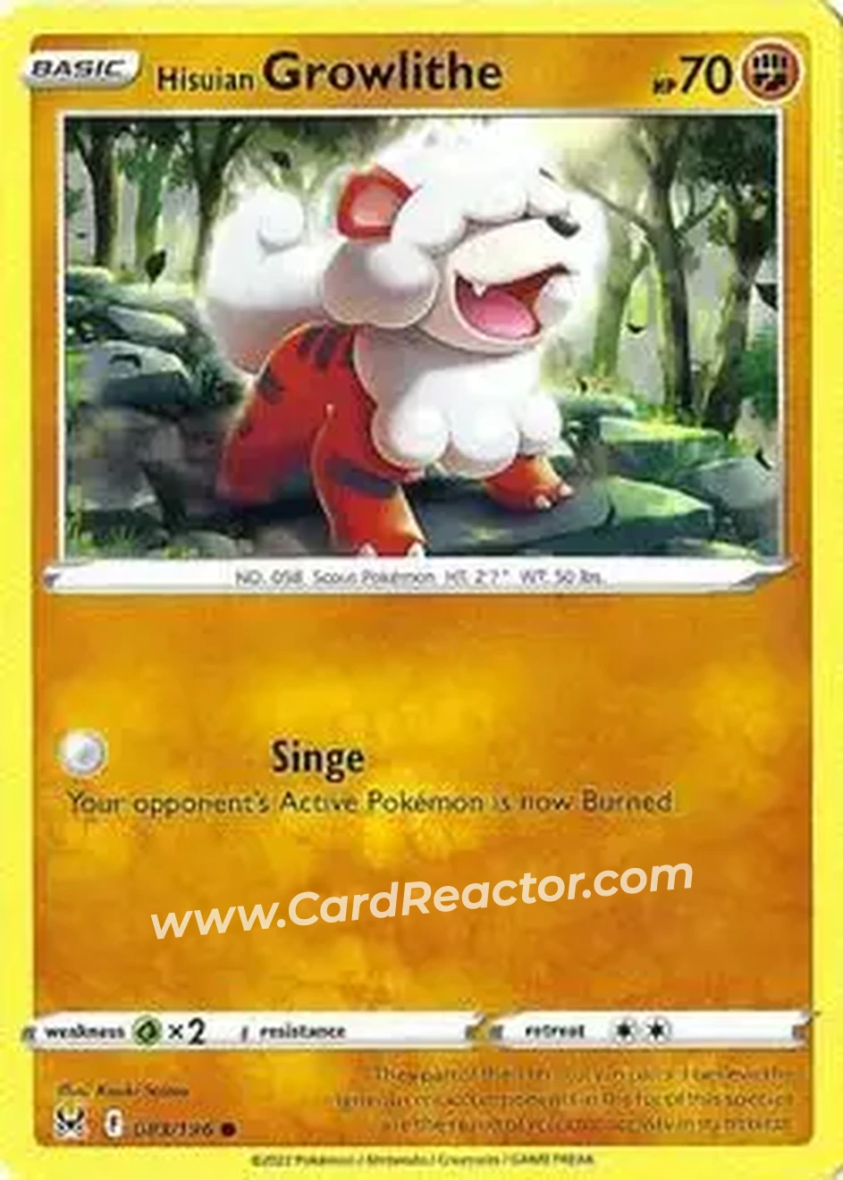2022 Pokemon Sword & Shield Lost Origin #083/196 - Growlithe - Front