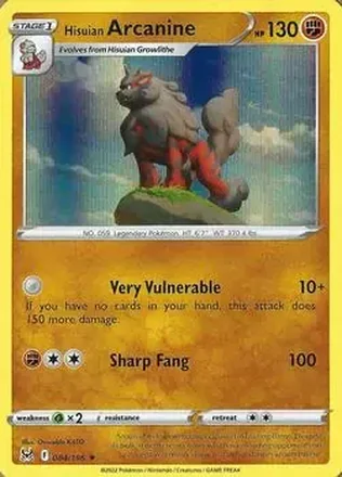 2022 Pokemon Sword & Shield Lost Origin #084/196 - Arcanine