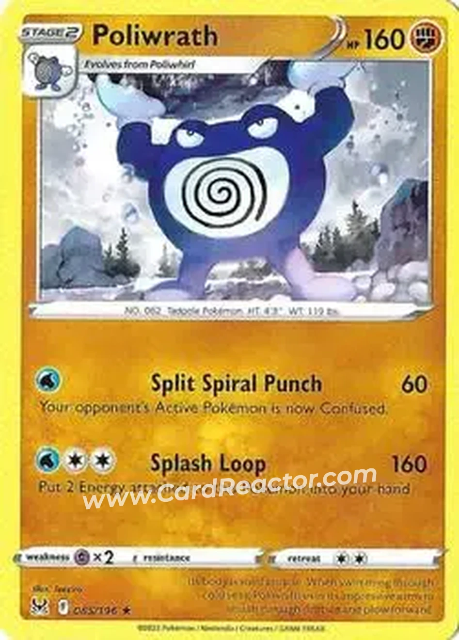 2022 Pokemon Sword & Shield Lost Origin #085/196 - Poliwrath - Front