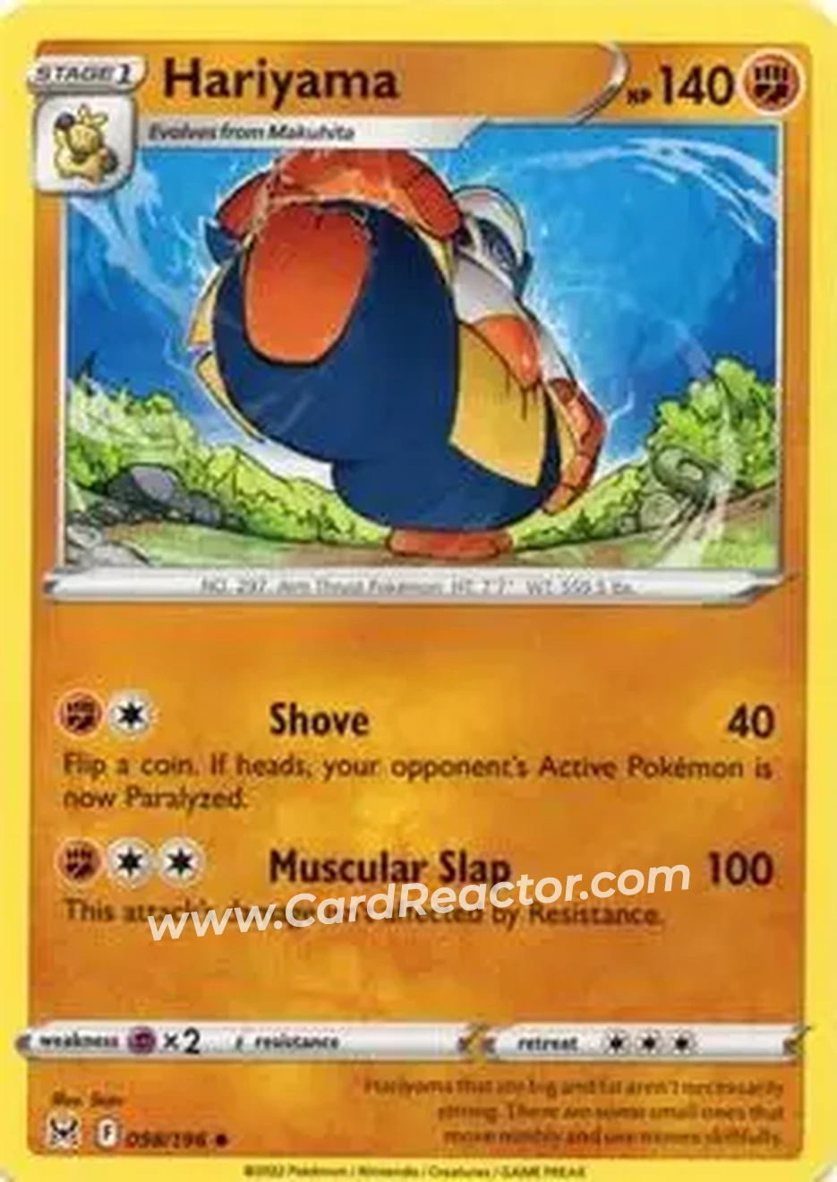2022 Pokemon Sword & Shield Lost Origin #098/196 - Hariyama - Front
