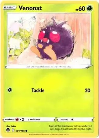 2022 Pokemon Sword & Shield Silver Tempest #001/195 - Venonat