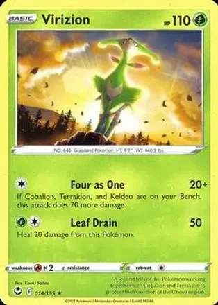 2022 Pokemon Sword & Shield Silver Tempest #014/195 - Virizion