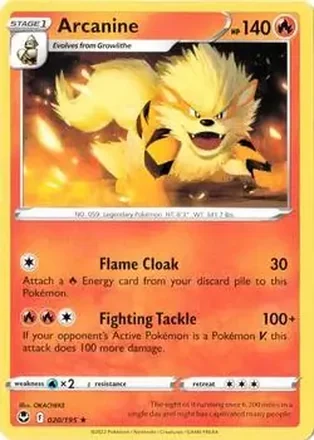 2022 Pokemon Sword & Shield Silver Tempest #020/195 - Arcanine