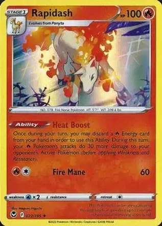 2022 Pokemon Sword & Shield Silver Tempest #022/195 - Rapidash