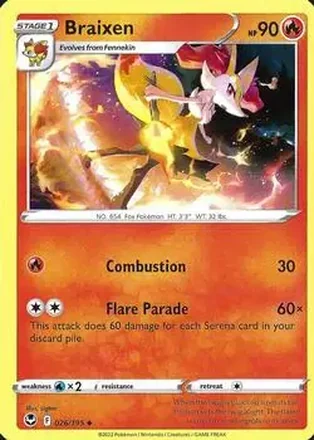 2022 Pokemon Sword & Shield Silver Tempest #026/195 - Braixen
