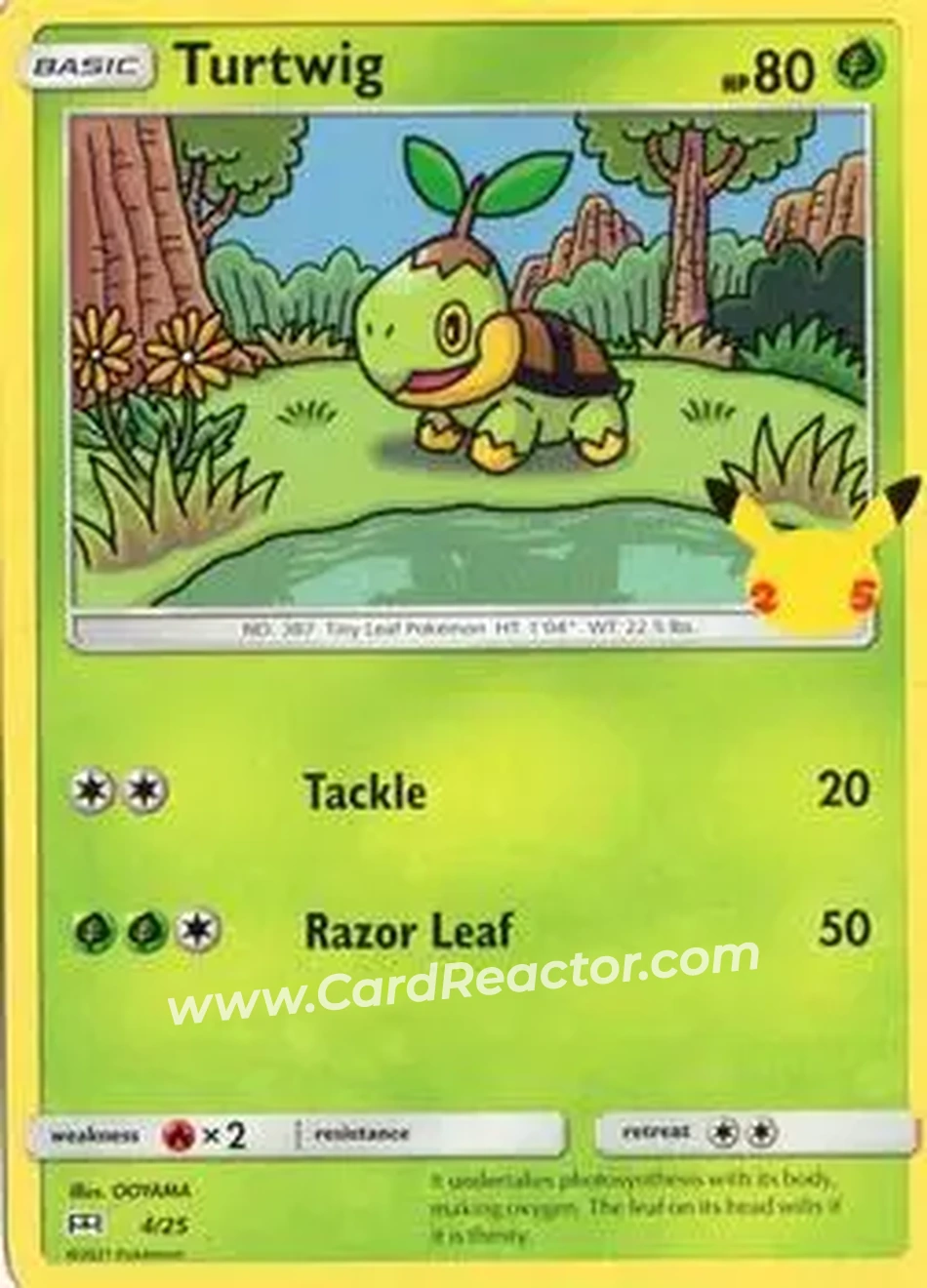 2021 Pokemon McDonald's 25th Anniversary Special Edition #4/25 - Turtwig