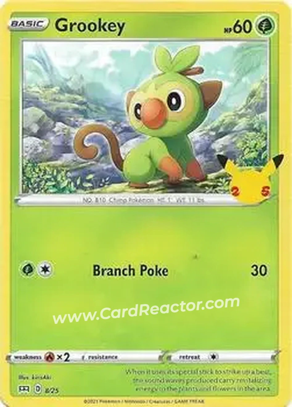 2021 Pokemon McDonald's 25th Anniversary Special Edition #8/25 - Grookey