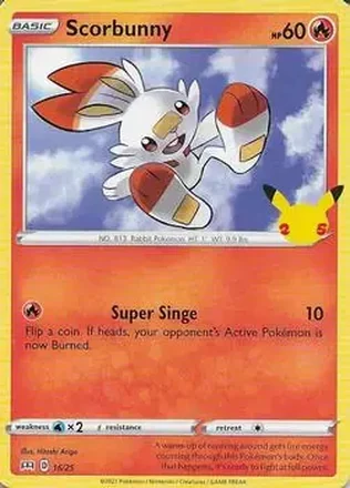 2021 Pokemon McDonald's 25th Anniversary Special Edition #16/25 - Scorbunny