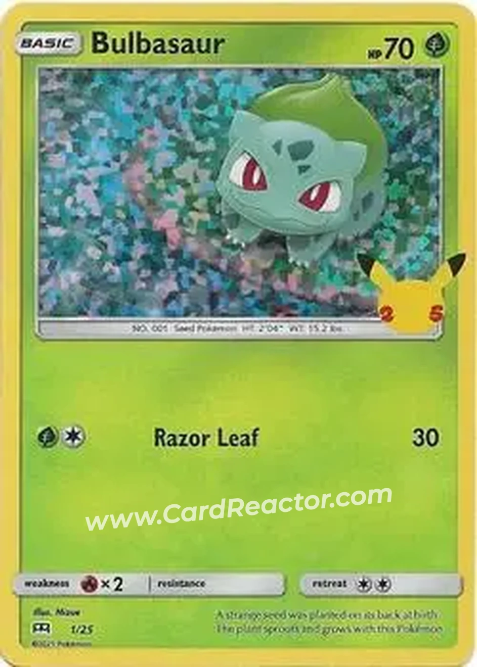 2021 Pokemon McDonald's 25th Anniversary Special Edition - Foil #1/25 - Bulbasaur - Front