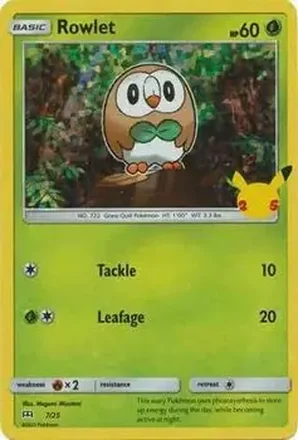 2021 Pokemon McDonald's 25th Anniversary Special Edition - Foil #7/25 - Rowlet
