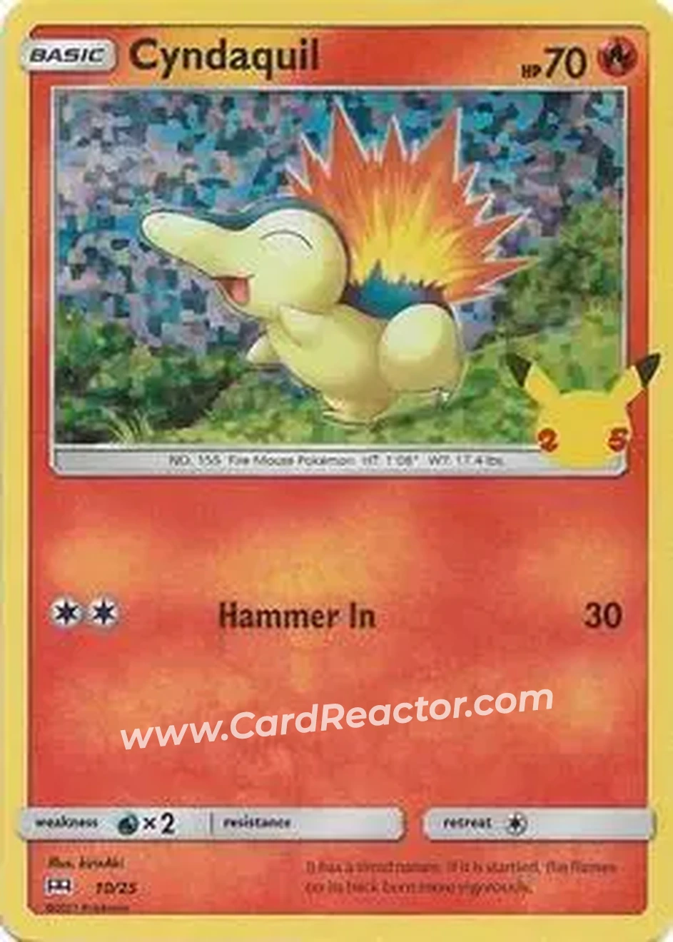 2021 Pokemon McDonald's 25th Anniversary Special Edition - Foil #10/25 - Ethan's Cyndaquil - Front