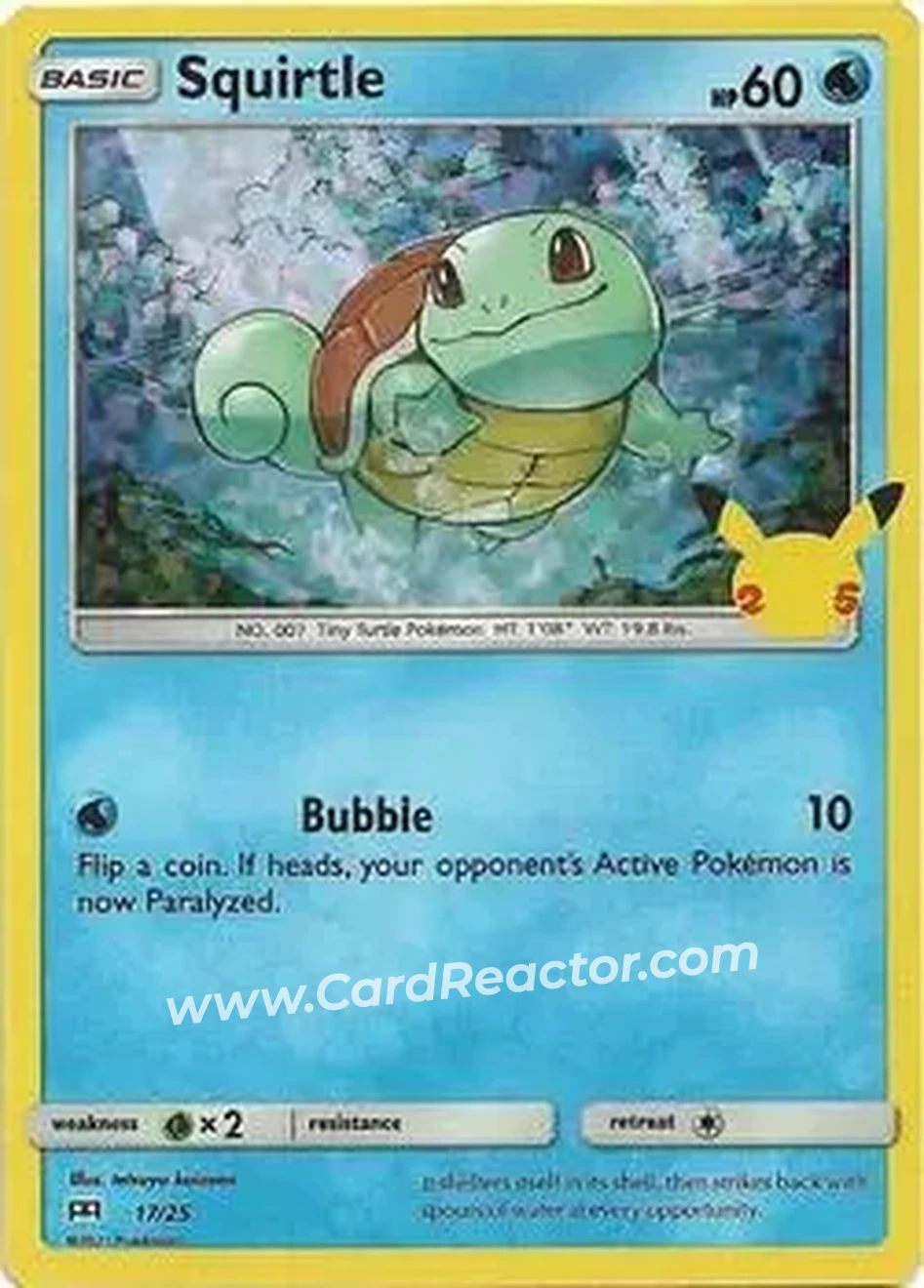 2021 Pokemon McDonald's 25th Anniversary Special Edition - Foil #17/25 - Squirtle - Front 2021 Pokemon McDonald's 25th Anniversary Special Edition - Foil #17/25 - Squirtle - Front