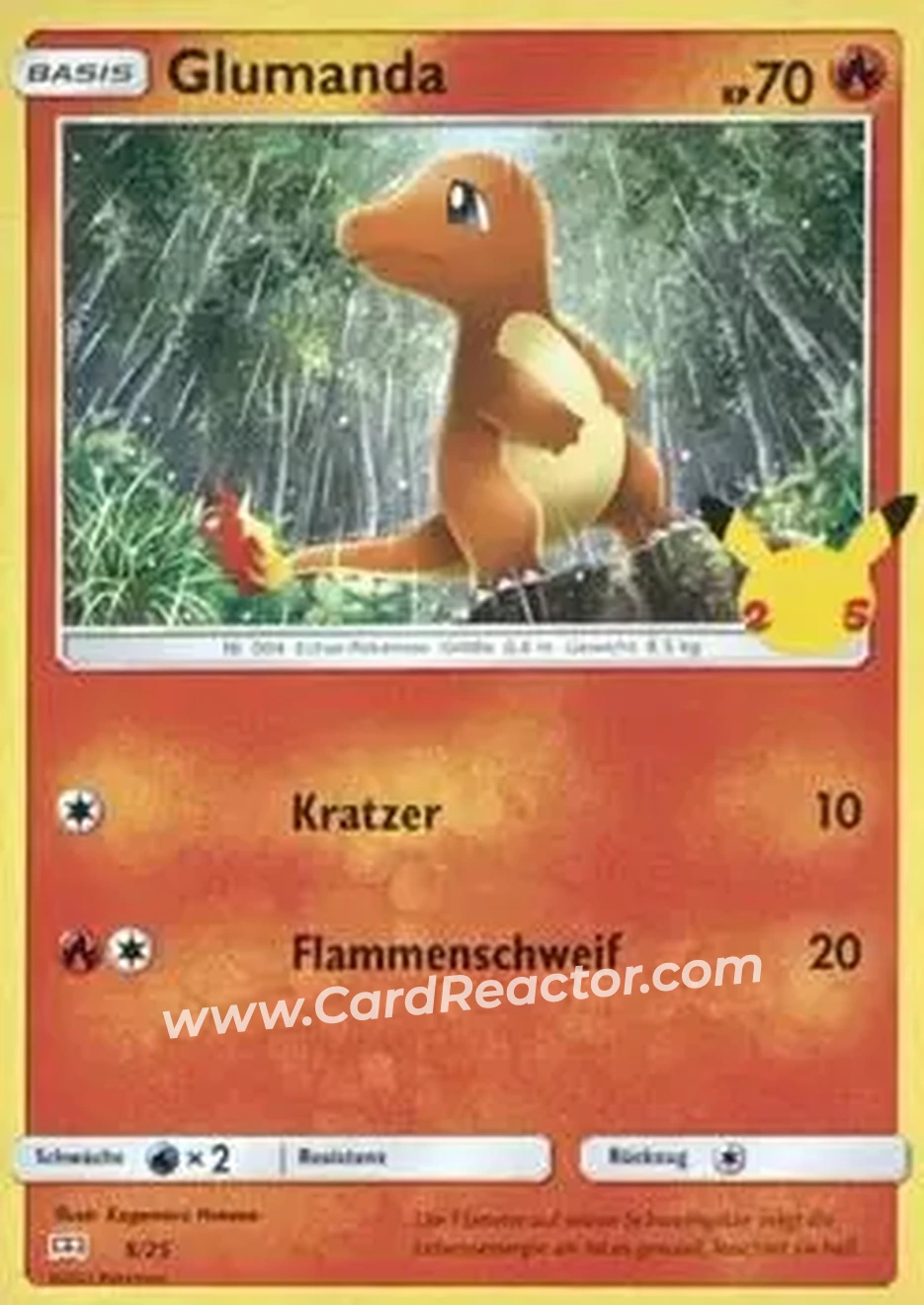 2021 Pokemon McDonald's 25th Anniversary Special Edition (German) #9/25 - Charmander - Front