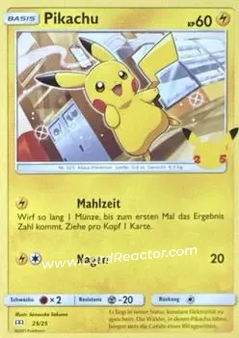 2021 Pokemon McDonald's 25th Anniversary Special Edition (German) #25/25 - Pikachu - Front