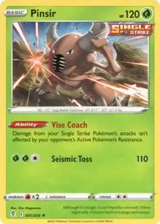 2021 Pokemon Sword & Shield Evolving Skies #001/203 - Pinsir