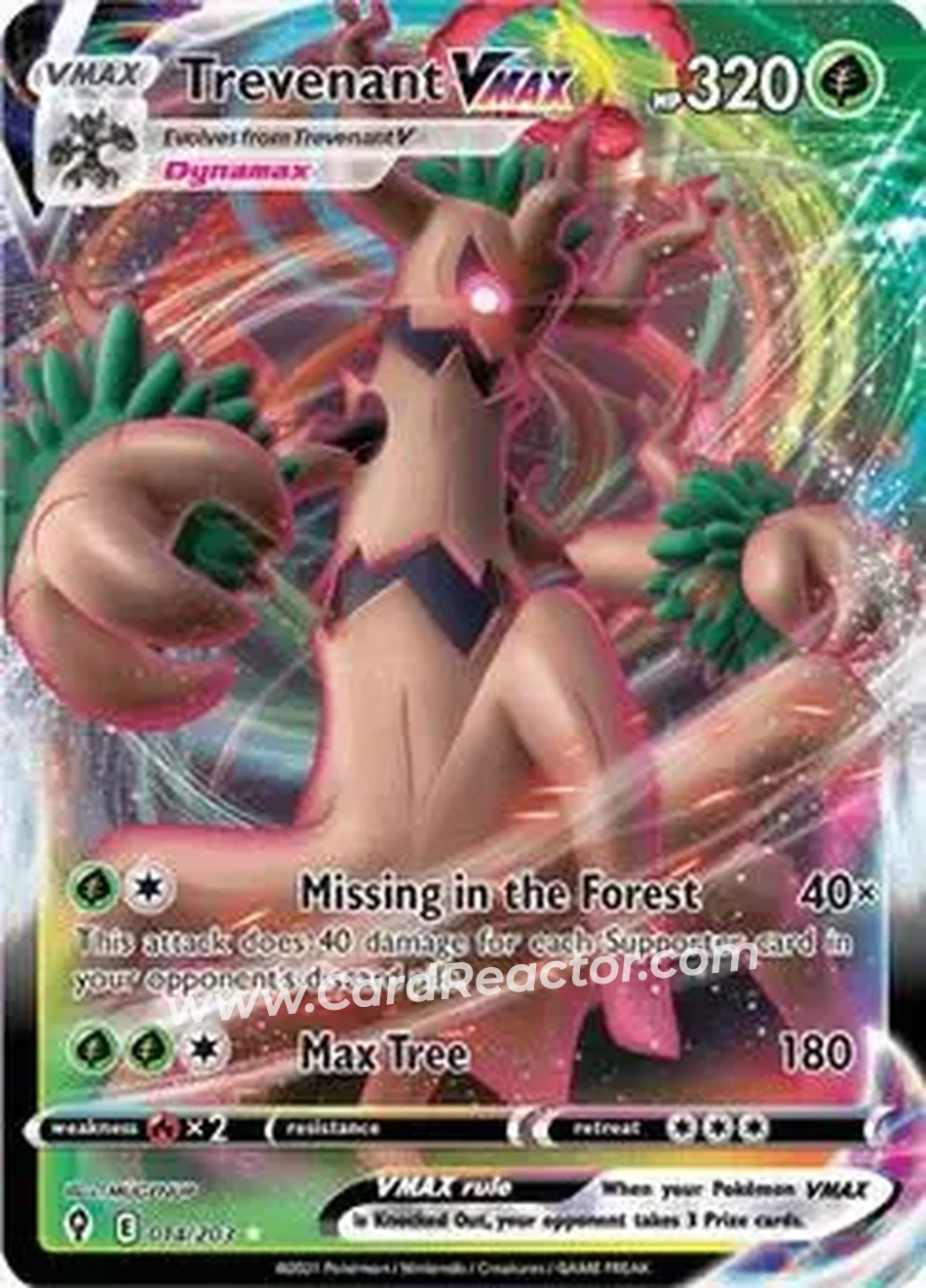 2021 Pokemon Sword & Shield Evolving Skies #014/203 - Trevenant - Front