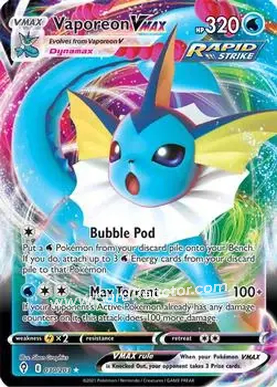 2021 Pokemon Sword & Shield Evolving Skies #030/203 - Vaporeon - Front