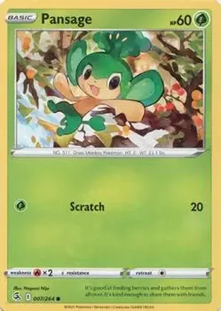 2021 Pokemon Sword & Shield Fusion Strike #007/264 - Pansage