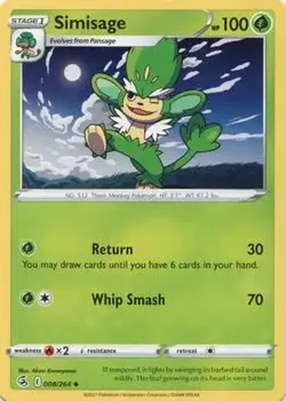 2021 Pokemon Sword & Shield Fusion Strike #008/264 - Simisage