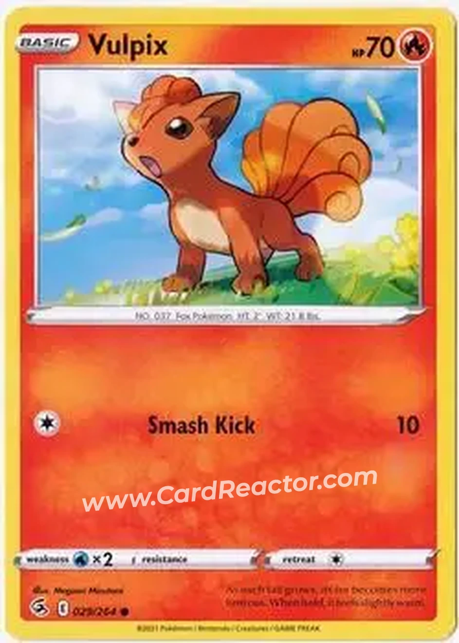 2021 Pokemon Sword & Shield Fusion Strike #029/264 - Vulpix - Front