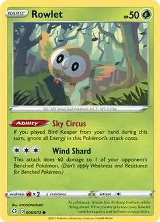 2021 Pokemon Sword & Shield Shining Fates #006/072 - Rowlet