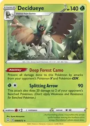 2021 Pokemon Sword & Shield Shining Fates #008/072 - Decidueye ex