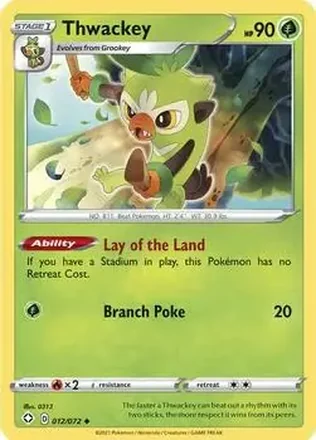 2021 Pokemon Sword & Shield Shining Fates #012/072 - Thwackey