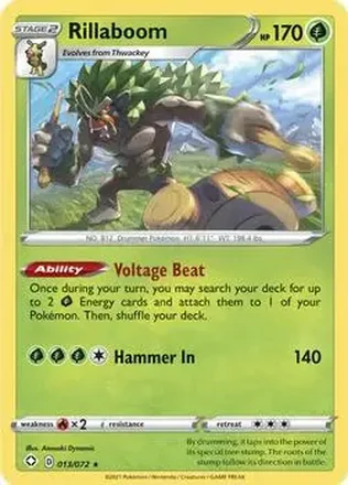 2021 Pokemon Sword & Shield Shining Fates #013/072 - Rillaboom