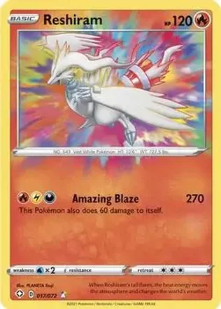 2021 Pokemon Sword & Shield Shining Fates #017/072 - Reshiram