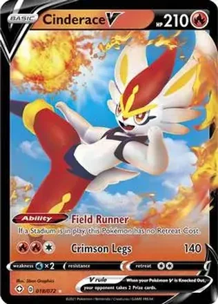 2021 Pokemon Sword & Shield Shining Fates #018/072 - Cinderace ex