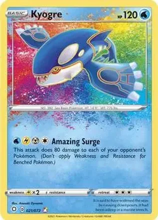 2021 Pokemon Sword & Shield Shining Fates #021/072 - Kyogre