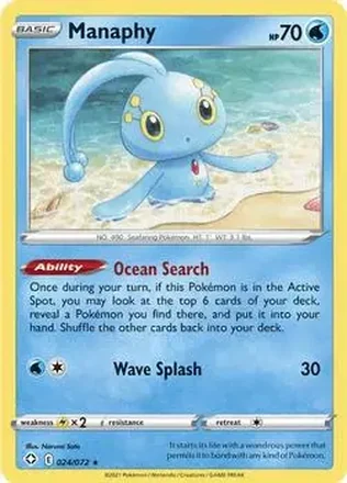 2021 Pokemon Sword & Shield Shining Fates #024/072 - Manaphy
