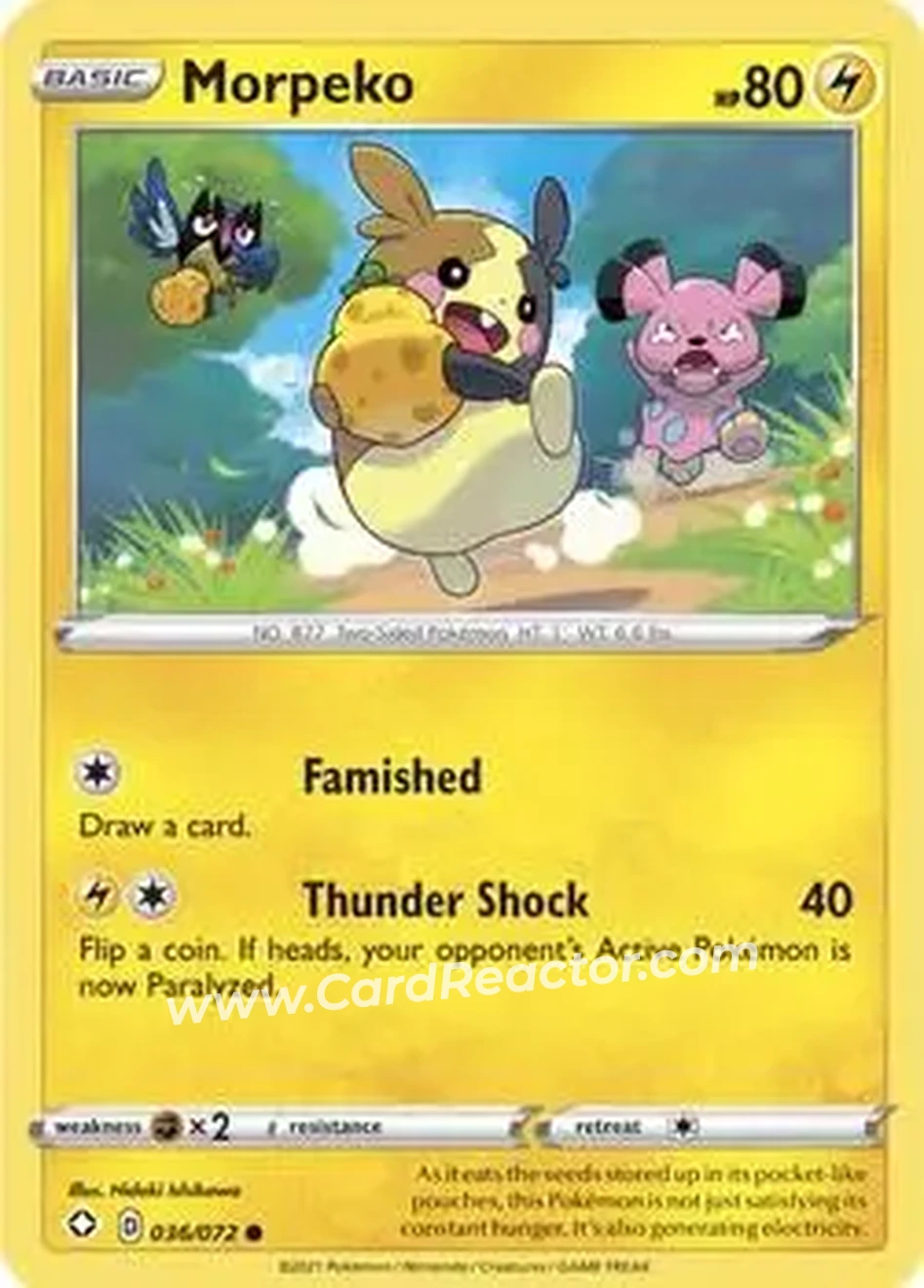 2021 Pokemon Sword & Shield Shining Fates #036/072 - Morpeko - Front