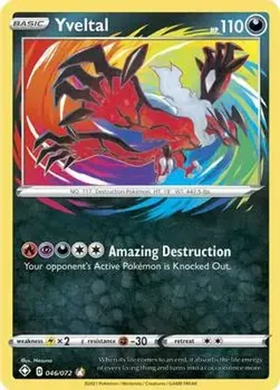 2021 Pokemon Sword & Shield Shining Fates #046/072 - Yveltal ex