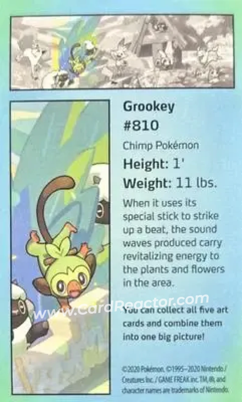 2020 Pokemon Galar Pals Mini-Tin Art Cards #NNO - Grookey - Wooloo - Back