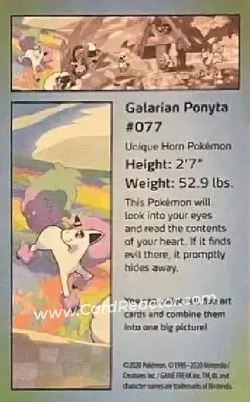 2020 Pokemon Galar Pals Mini-Tin Art Cards #NNO - Ponyta - Back