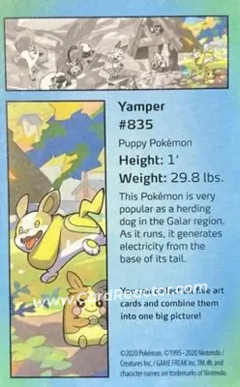 2020 Pokemon Galar Pals Mini-Tin Art Cards #NNO - Yamper - Morpeko - Back
