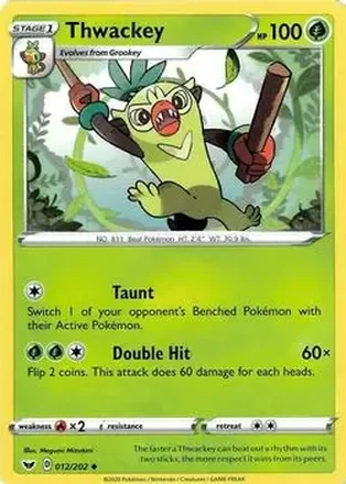 2020 Pokemon Sword & Shield #012/202 - Thwackey