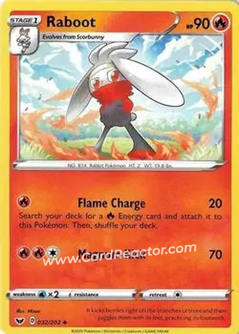 2020 Pokemon Sword & Shield #032/202 - Raboot - Front
