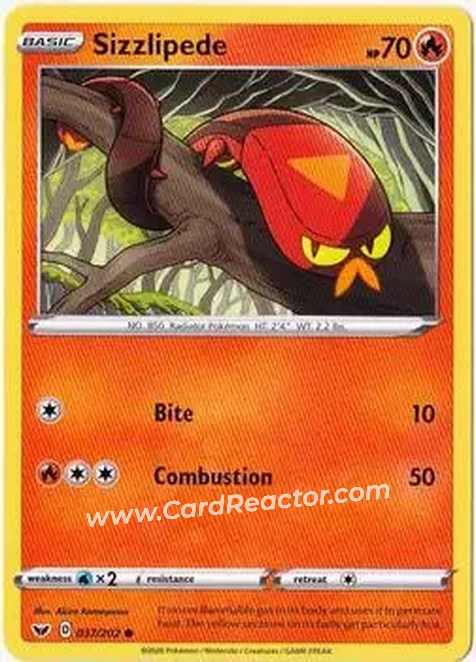 2020 Pokemon Sword & Shield #037/202 - Sizzlipede - Front