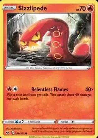 2020 Pokemon Sword & Shield #038/202 - Sizzlipede