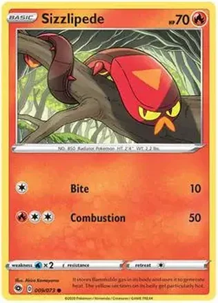 2020 Pokemon Sword & Shield Champion's Path #009/073 - Sizzlipede